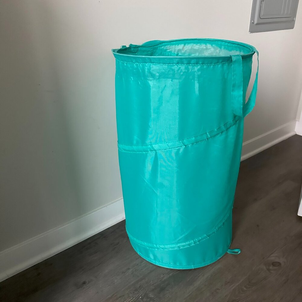 Collapsible Pop-Up Laundry Clothes Hamper with Handles - Teal Blue